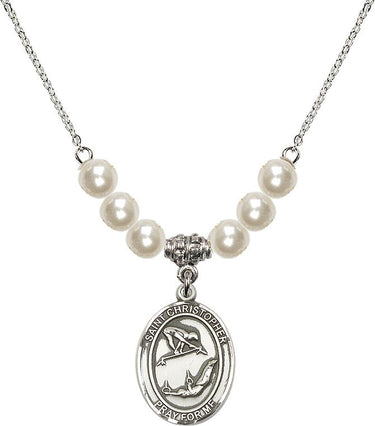 St. Christopher Gymnastics Crystal Necklace | 3/4 inch | 6mm Beads | N31-8513