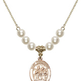 Saint Christopher Crystal Necklace | 3/4 inch | 6mm Beads   14kt Gold Filled