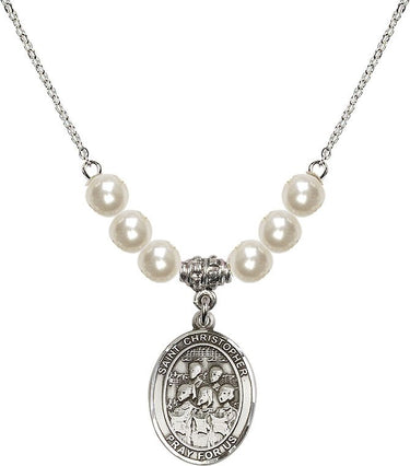 St. Christopher Choir Crystal Necklace | 3/4 inch | 6mm Beads
