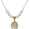 Saint Christopher Crystal Necklace | 3/4 inch | 6mm Beads   14kt Gold Filled