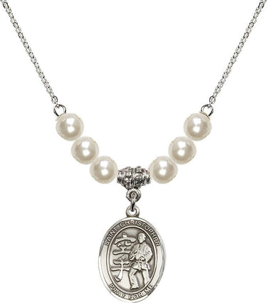 St. Christopher Karate Crystal Necklace | 3/4 inch | 6mm Beads
