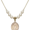 Saint Christopher Cross Crystal Necklace | 3/4 inch | 6mm Beads   14kt Gold Filled