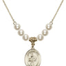 Saint Sebastian Crystal Necklace | 3/4 inch | 6mm Beads   14kt Gold Filled