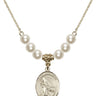 Saint Sebastian Crystal Necklace | 3/4 inch | 6mm Beads   14kt Gold Filled