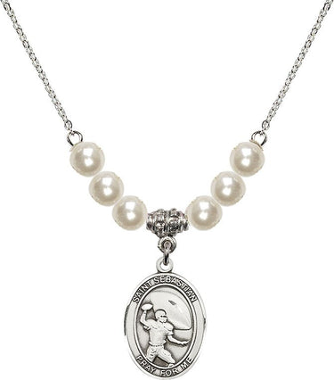 Saint Sebastian Football Crystal Necklace | 3/4 inch | 6mm Beads | N31-8601