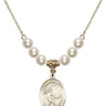 Saint Sebastian Crystal Necklace | 3/4 inch | 6mm Beads   14kt Gold Filled
