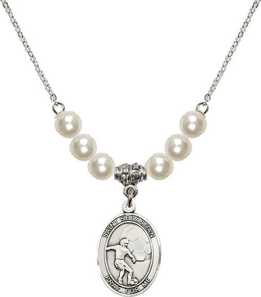 Saint Sebastian Soccer Crystal Necklace | 3/4 inch | 6mm Beads | N31-8603