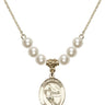 Saint Sebastian Crystal Necklace | 3/4 inch | 6mm Beads   14kt Gold Filled