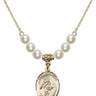 Saint Sebastian Crystal Necklace | 3/4 inch | 6mm Beads   14kt Gold Filled