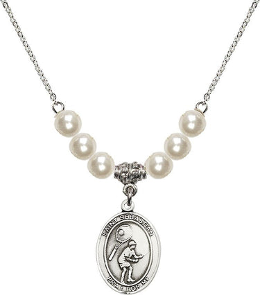 Saint Sebastian Tennis Crystal Necklace | 3/4 inch | 6mm Beads | N31-8605
