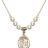 Saint Sebastian Crystal Necklace | 3/4 inch | 6mm Beads   14kt Gold Filled