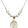Saint Sebastian Crystal Necklace | 3/4 inch | 6mm Beads   14kt Gold Filled