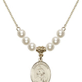 Saint Sebastian Crystal Necklace | 3/4 inch | 6mm Beads   14kt Gold Filled