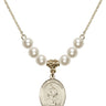 Saint Sebastian Crystal Necklace | 3/4 inch | 6mm Beads   14kt Gold Filled