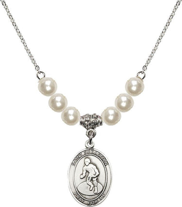 St. Sebastian Wrestling Crystal Necklace | 3/4 inch | 6mm Beads | N31-8608