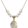 Saint Sebastian Crystal Necklace | 3/4 inch | 6mm Beads   14kt Gold Filled