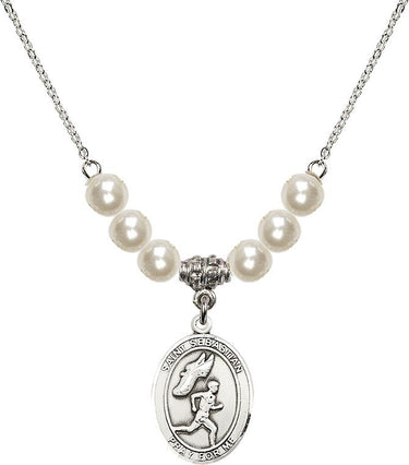 St. Sebastian Track & Field Men Crystal Necklace | 3/4 inch