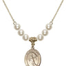 Saint Sebastian Crystal Necklace | 3/4 inch | 6mm Beads   14kt Gold Filled
