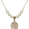 Saint Sebastian Crystal Necklace | 3/4 inch | 6mm Beads   14kt Gold Filled