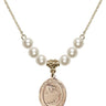 Saint Sebastian Crystal Necklace | 3/4 inch | 6mm Beads   14kt Gold Filled