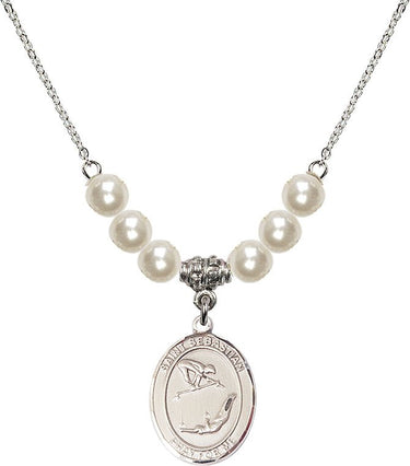 St. Sebastian Gymnastics Crystal Necklace | 3/4 inch | 6mm Beads | N31-8613