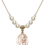 Saint Sebastian Crystal Necklace | 3/4 inch | 6mm Beads   14kt Gold Filled