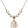 Saint Sebastian Crystal Necklace | 3/4 inch | 6mm Beads   14kt Gold Filled