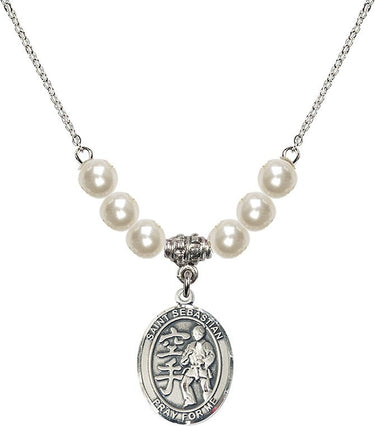 St. Sebastian Karate Crystal Necklace | 3/4 inch | 6mm Beads | N31-8615