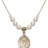 Saint Sebastian Cross Crystal Necklace | 3/4 inch | 6mm Beads   14kt Gold Filled