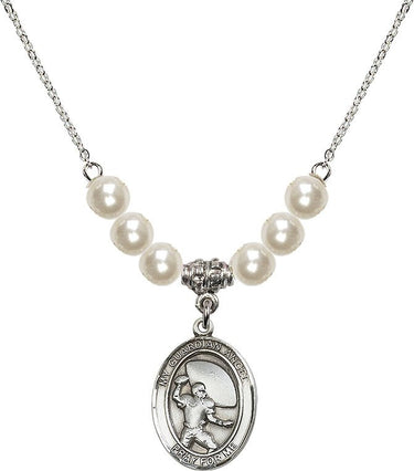 Guardian Angel Football Crystal Necklace | 3/4 inch | 6mm Beads | N31-8701