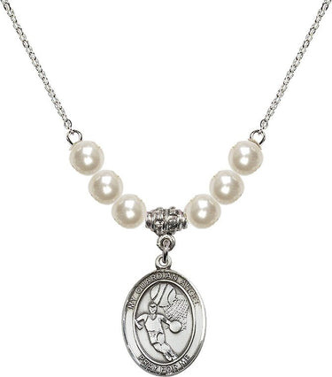 Guardian Angel Basketball Crystal Necklace | 3/4 inch | 6mm Beads | N31-8702