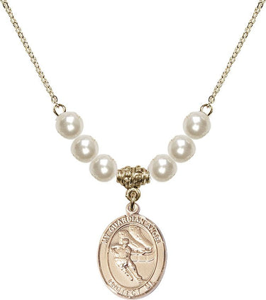 Sterling Guardian Angel Crystal Necklace | 3/4 inch | 6mm Beads