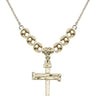 Nail Cross Crystal Necklace | 1 inch | 6mm Beads   14kt Gold Filled