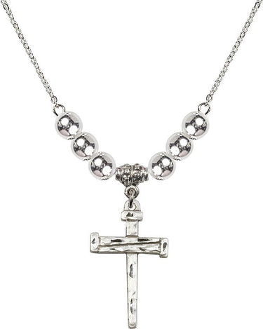 Nail Cross Crystal Necklace | 1 inch | 6mm Beads | N32-0013