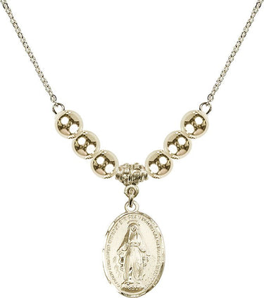 Sterling Miraculous Medal Crystal Necklace | 3/4 inch | 6mm Beads | N32-0015M