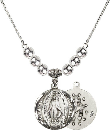 Beads Miraculous Medal Crystal Necklace | 7/8 inch | 6mm Beads | N32-0017M