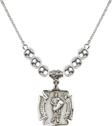Saint Florian Crystal Necklace | 3/4 inch | 6mm Beads | N32-0070