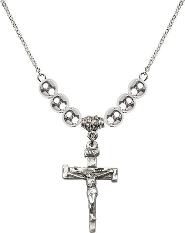 Nail Crucifix Crystal Necklace | 1 inch | 6mm Beads | N32-0073