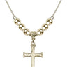 Nail Cross Crystal Necklace | 1 1/8 inch | 6mm Beads   14kt Gold Filled