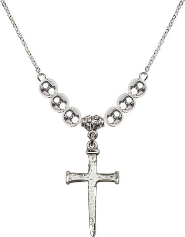 Nail Cross Crystal Necklace | 1 1/8 inch | 6mm Beads | N32-0085