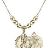 Saint Christopher Crystal Necklace | 7/8 inch | 6mm Beads   14kt Gold Filled