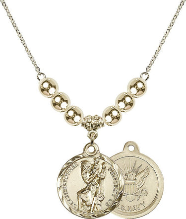 Saint Christopher Navy Crystal Necklace | 7/8 inch | 6mm Beads | N32-0192--6