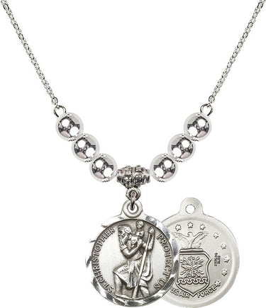 Saint Christopher Air Force Crystal Necklace | 7/8 inch