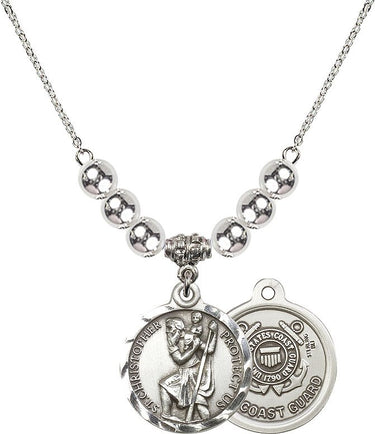 Saint Christopher Coast Guard Crystal Necklace | 7/8 inch