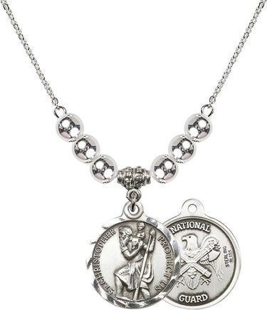 Saint Christopher Nat'l Guard Crystal Necklace | 7/8 inch