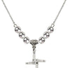 Saint Brigid of Ireland Cross Crystal Necklace | 5/8 inch | 6mm Beads   Sterling Silver
