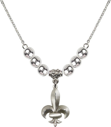 Fleur de Lis Crystal Necklace | 3/4 inch | 6mm Beads | N32-0294