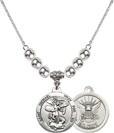 Saint Michael the Archangel Navy Crystal Necklace | 7/8 inch