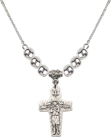 Papal Crucifix Crystal Necklace | 1 inch | 6mm Beads | N32-0569