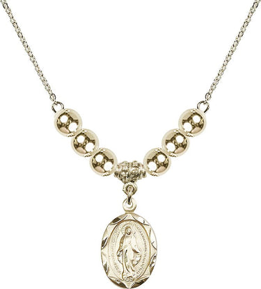 Sterling Miraculous Medal Crystal Necklace | 3/4 inch | 6mm Beads | N32-0612M